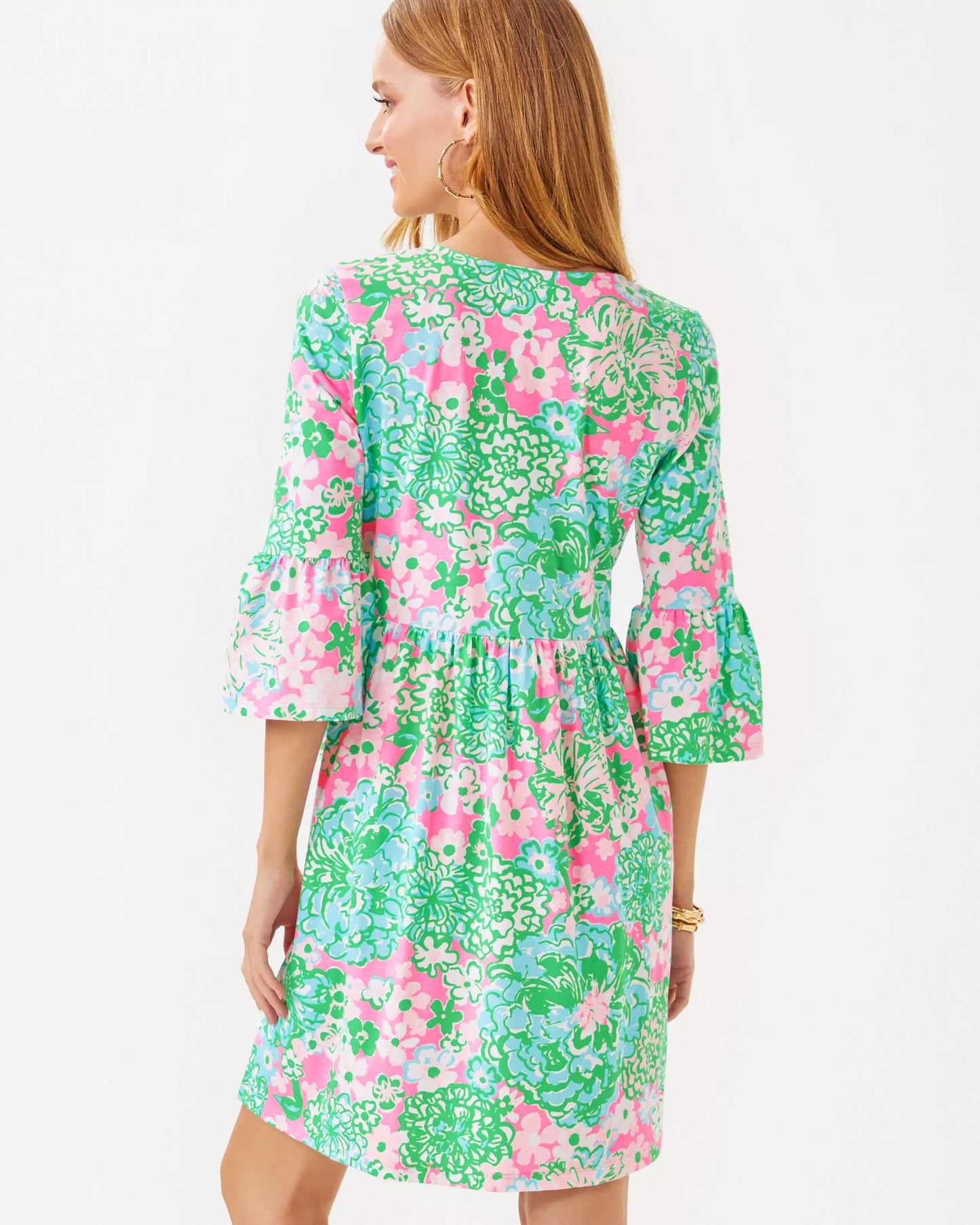 JANNIE V-NECK 3/4 SLEEVE DRESS