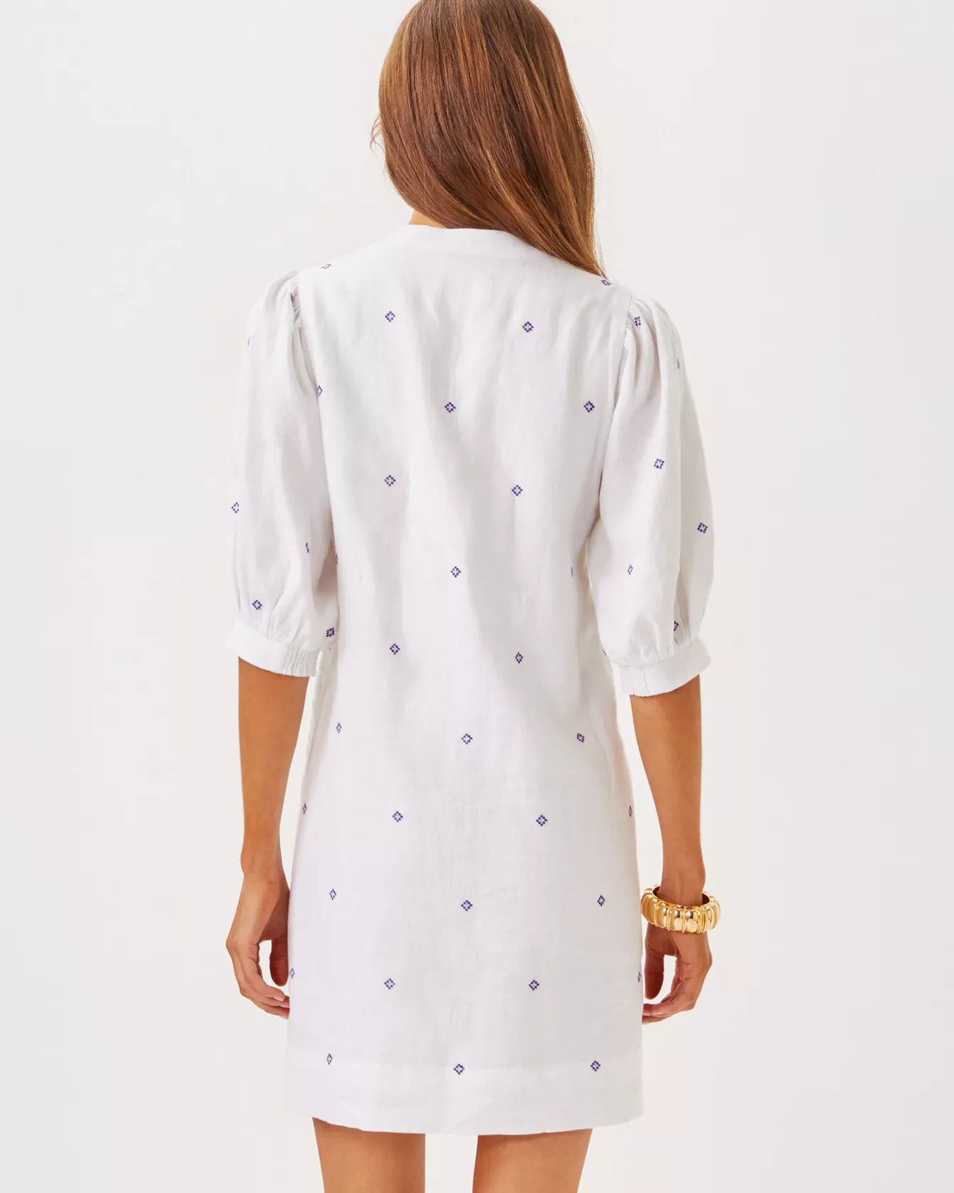 MIALEIGH ELBOW SLEEVE LINEN DRESS
