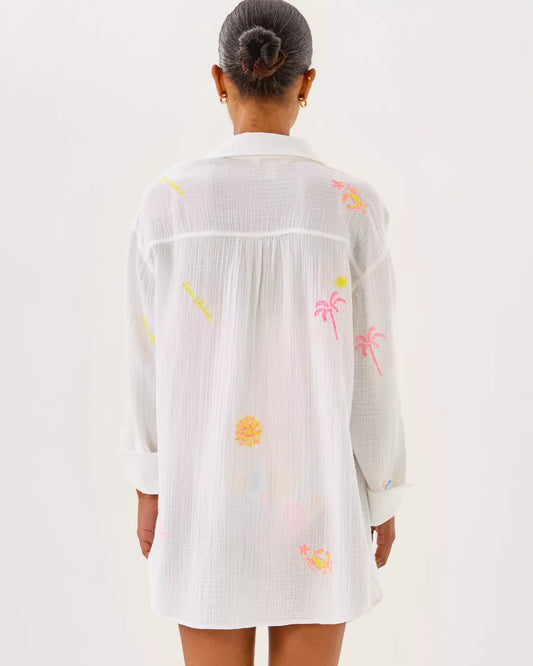KWITNEY EMBROIDERED LONG SLEEVE COVERUP