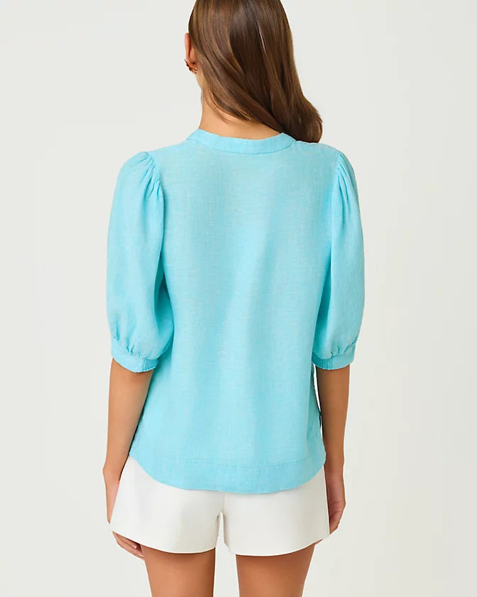 MIALEIGH ELBOW SLEEVE LINEN TOP