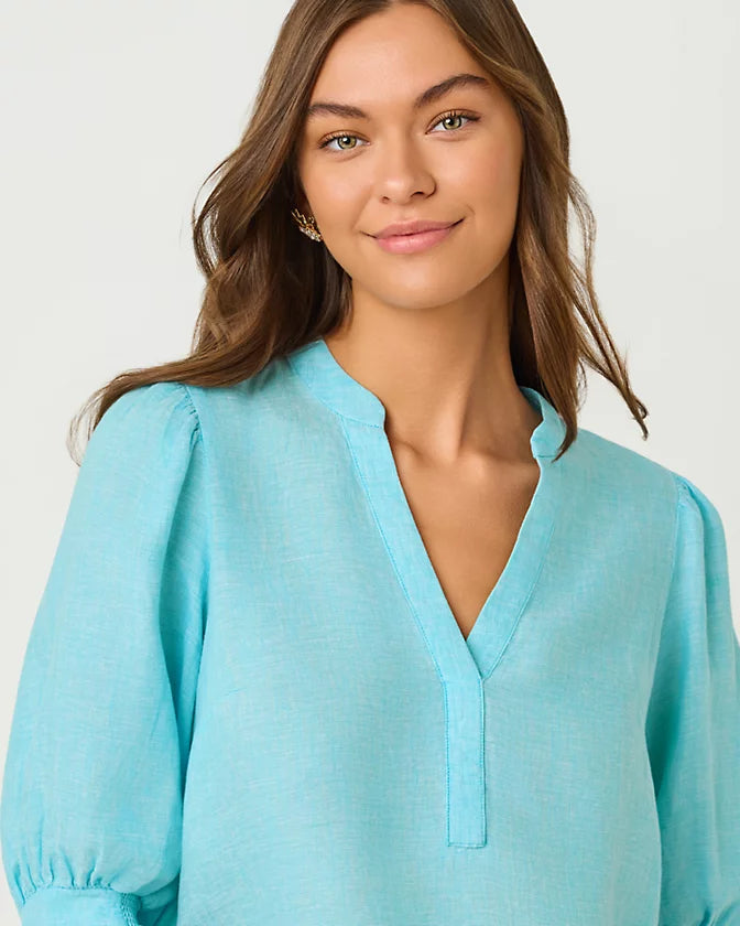 MIALEIGH ELBOW SLEEVE LINEN TOP