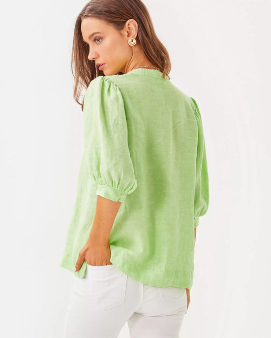 MIALEIGH ELBOW SLEEVE LINEN TOP