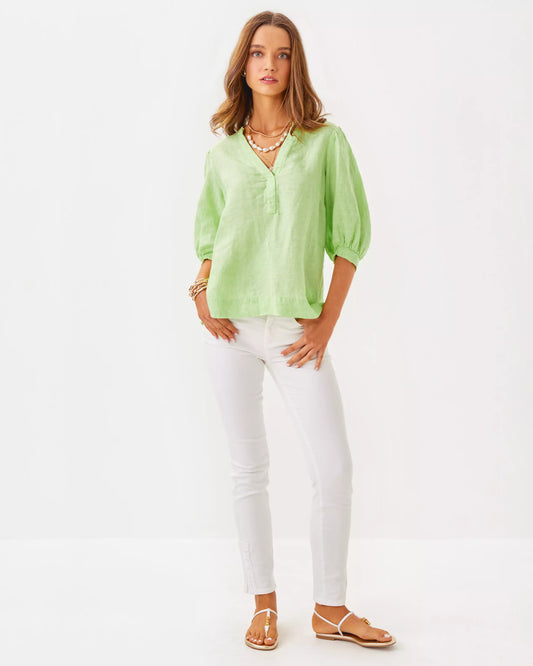 MIALEIGH ELBOW SLEEVE LINEN TOP