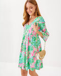 JANNIE V-NECK 3/4 SLEEVE DRESS