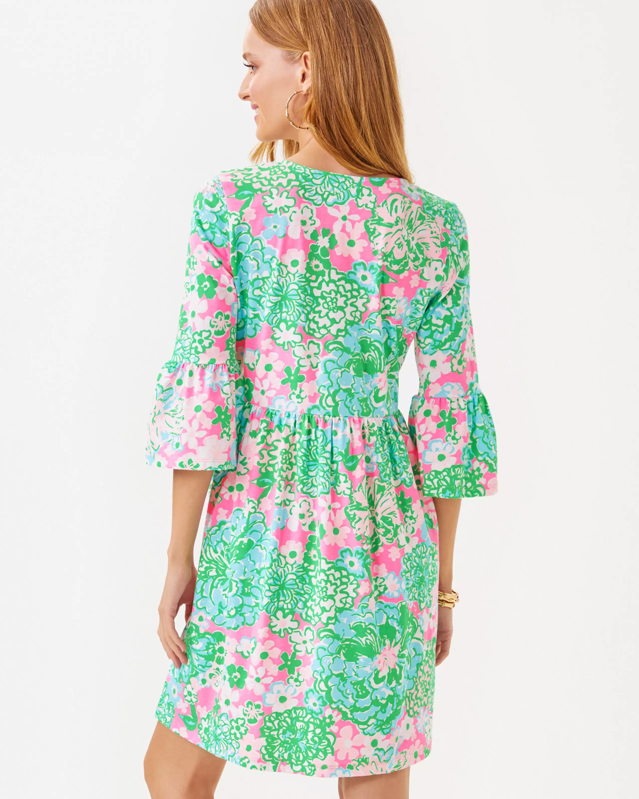 JANNIE V-NECK 3/4 SLEEVE DRESS