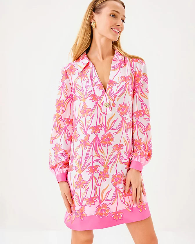 IRALANNE LONG SLEEVE POPOVER SHIRTDRESS