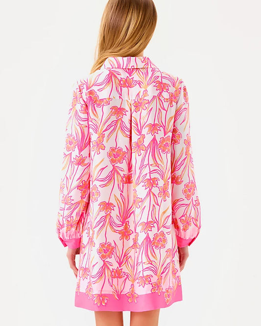 IRALANNE LONG SLEEVE POPOVER SHIRTDRESS