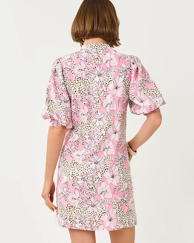 MIALEIGH ELBOW SLEEVE LINEN DRESS