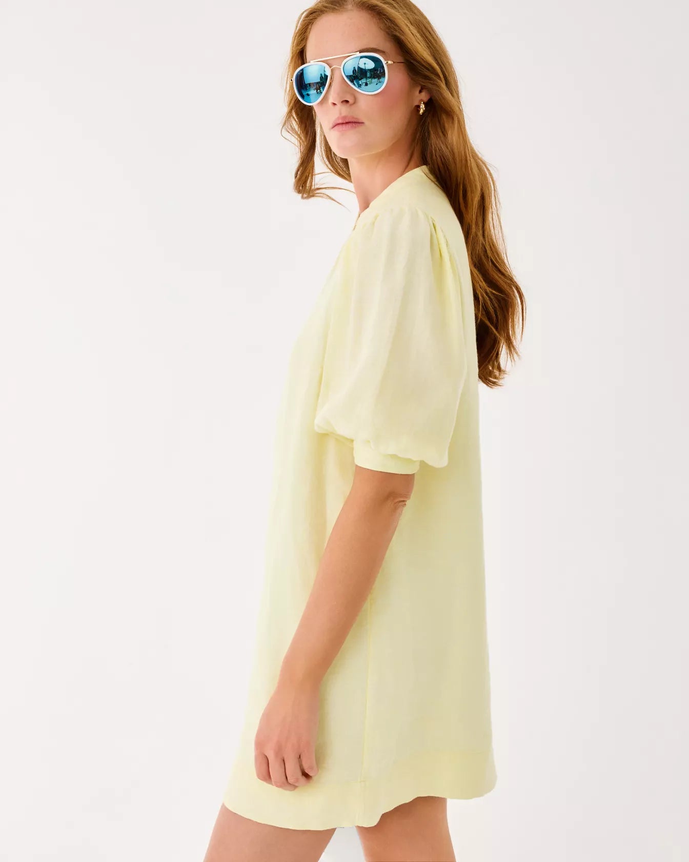 MIALEIGH ELBOW SLEEVE LINEN DRESS