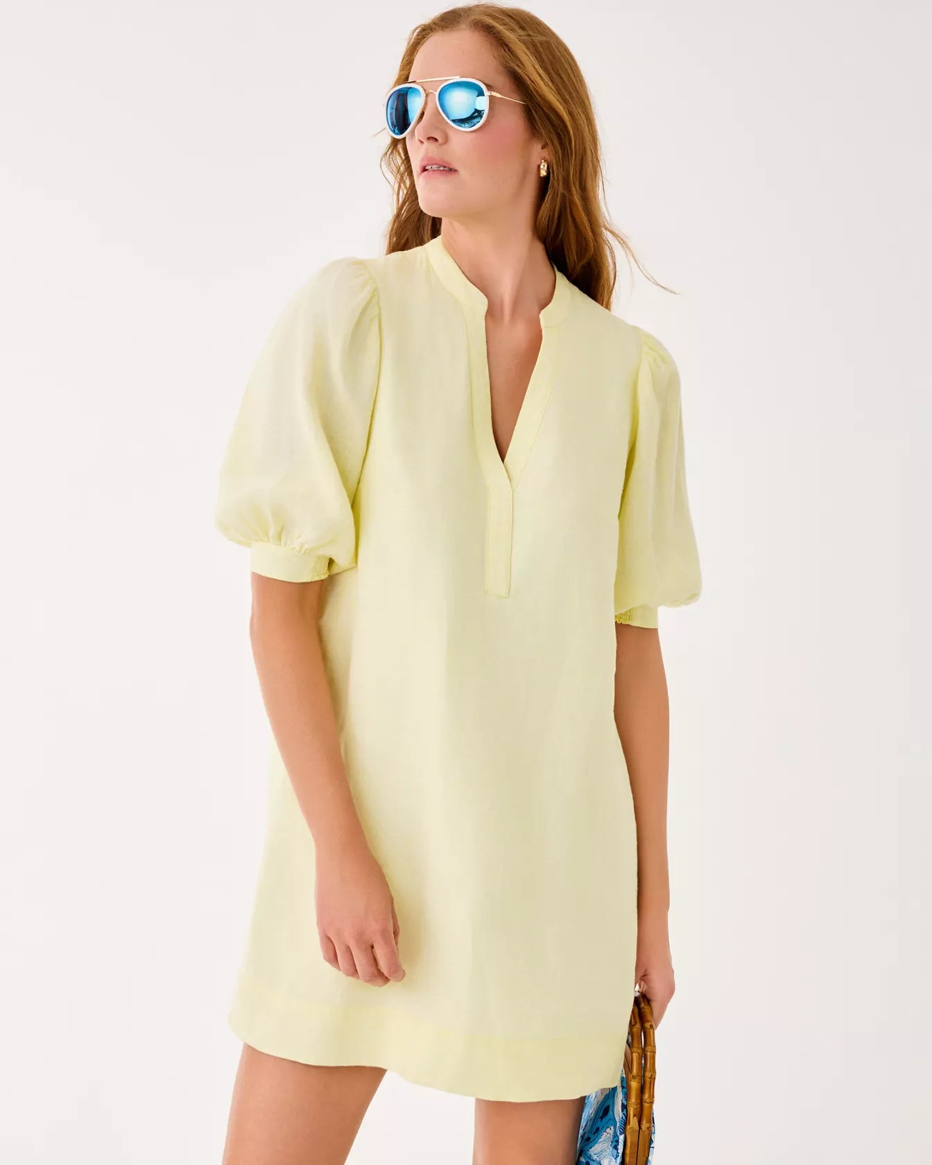 MIALEIGH ELBOW SLEEVE LINEN DRESS