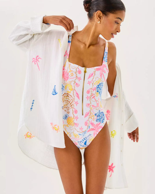 KWITNEY EMBROIDERED LONG SLEEVE COVERUP
