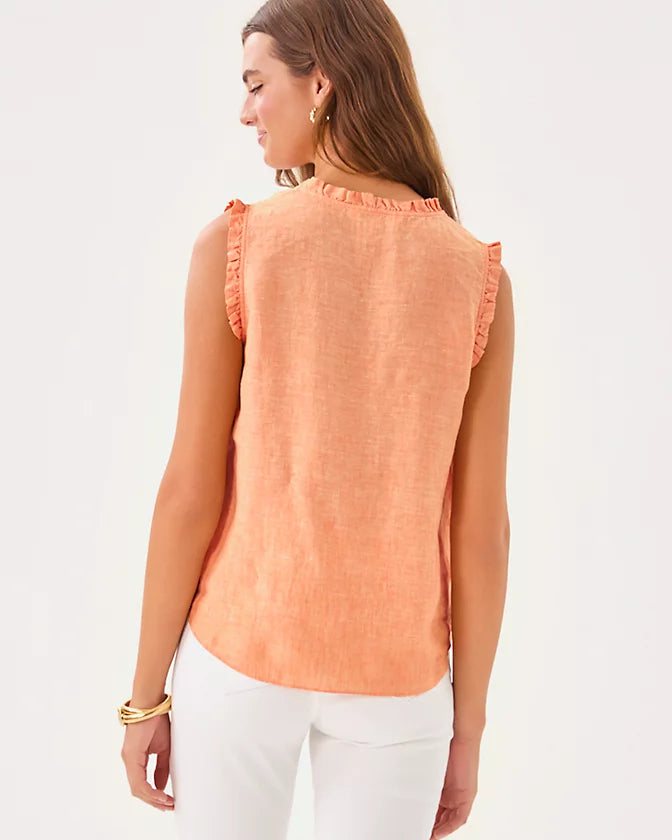 KAVALLA SLEEVELESS RUFFLE TOP