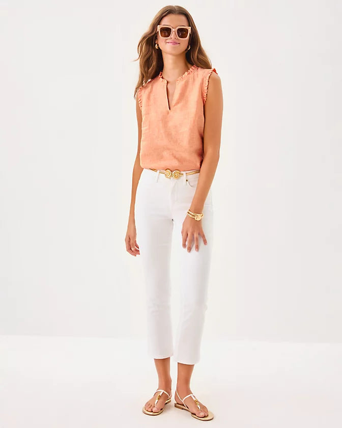 KAVALLA SLEEVELESS RUFFLE TOP
