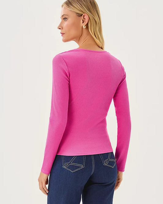 BEATY LONG SLEEVE SQUARE NECK KNIT TOP