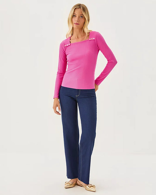 BEATY LONG SLEEVE SQUARE NECK KNIT TOP