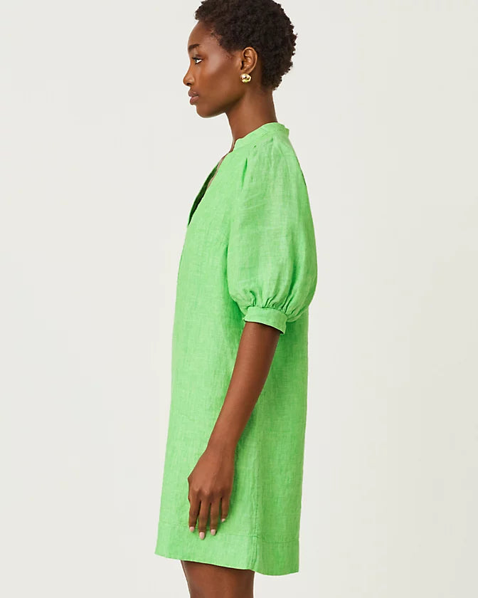 MIALEIGH ELBOW SLEEVE LINEN DRESS